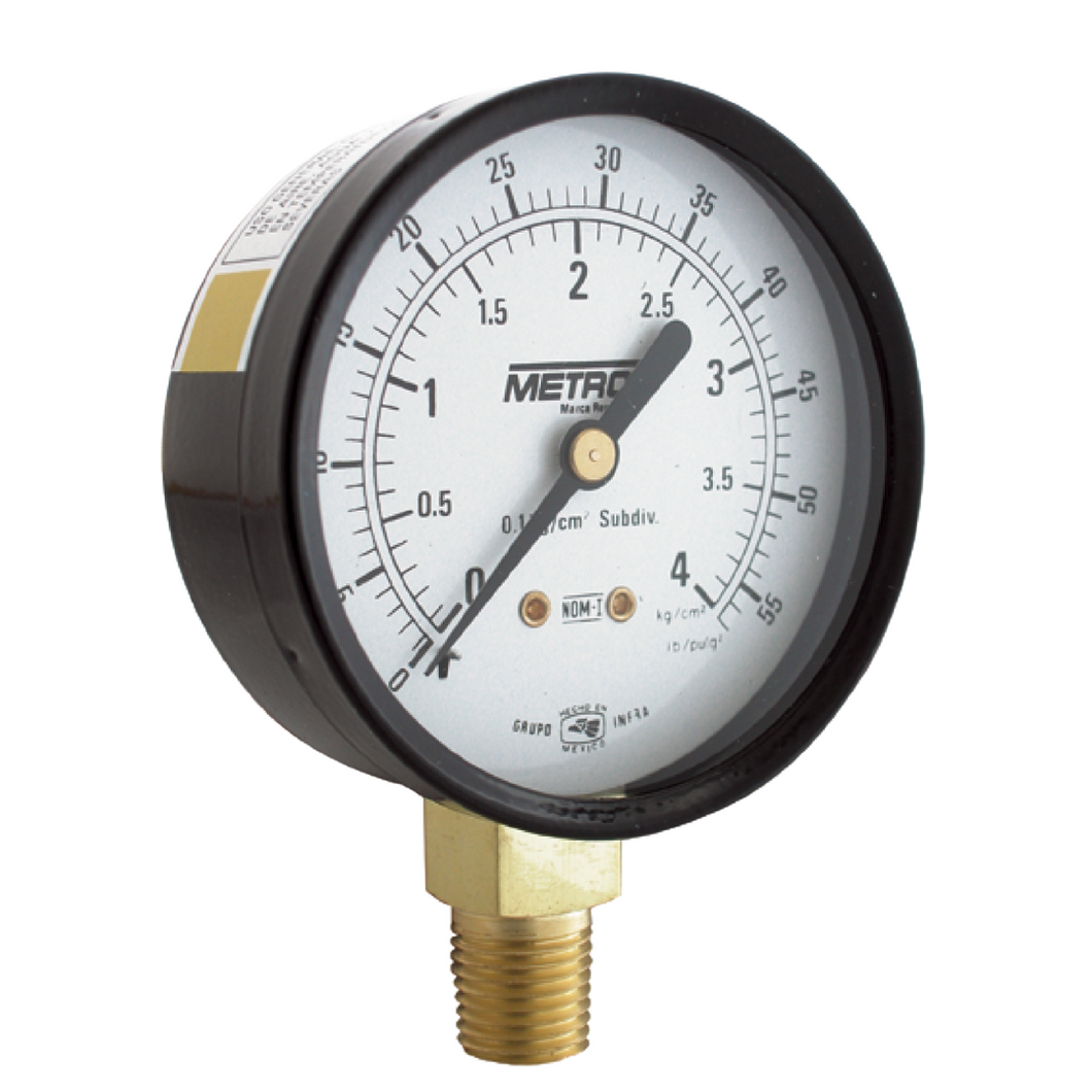 Manómetro Metrón 63100 2 1/2”. Conexión inferior latón ¼