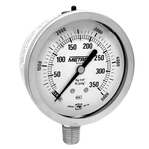 Manómetro Metrón 63450S 2 1/2” Conexión inferior acero inox. ¼