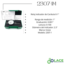 Indicador de carátula Insize 2307-1M