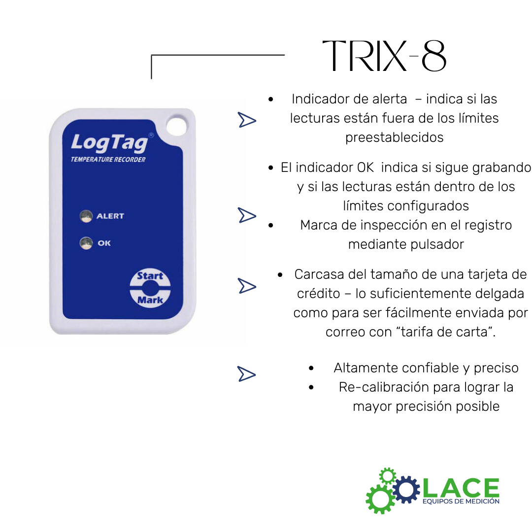 Logtag Rix LogTag TRIX-8 DataLogger Temperatura -40 a +85 °C – Lace Calibración