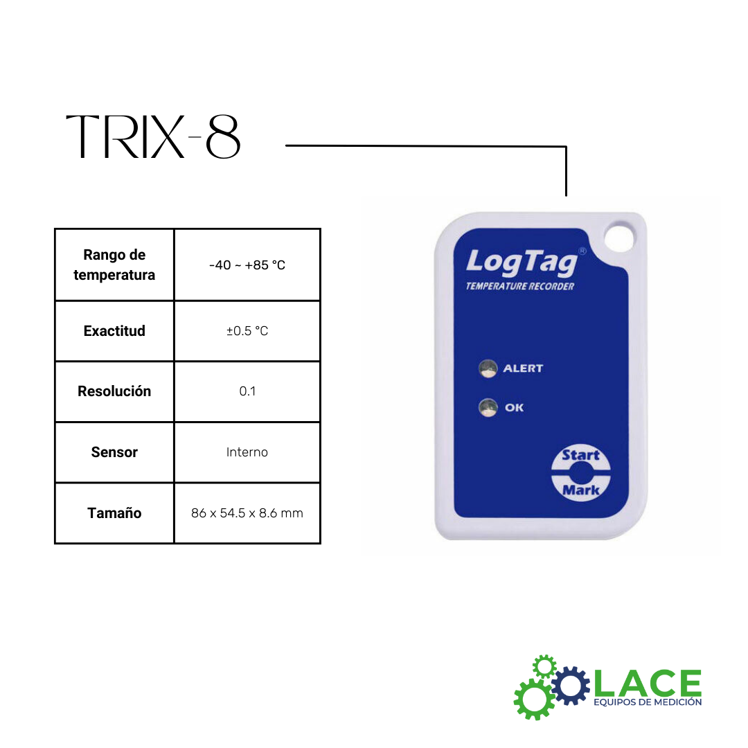 Logtag Rix LogTag TRIX-8 DataLogger Temperatura -40 a +85 °C – Lace Calibración