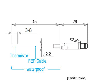 Sensor recubierto de fluoropolímero TR-5101 -60 a 155 ˚C Resistente al agua (cable)