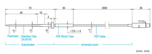 Sensor con protección inoxidable temperatura central TandD TR-5420 Sumergible (tubo de protección inoxidable) A prueba de inmersión (cable)