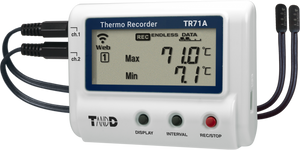 Registrador térmico TandD TR71A Temperatura de 2 canales, LAN inalámbrica, Bluetooth