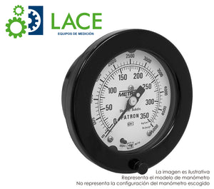 Manómetro Patrón Metrón 11565FM 4 1/2" Conex post c/brida acero inox. de ½"-¼" NPT Rango 1-70 kg/cm²(15-1000 PSI) Seco