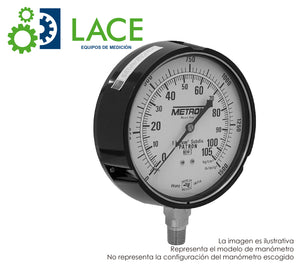 Manómetro Patrón Metrón 15250M 6" Conex inf. acero inox. ½"-¼" NPT. Rango 1-70 kg/cm²(15-1000 PSI). Seco.