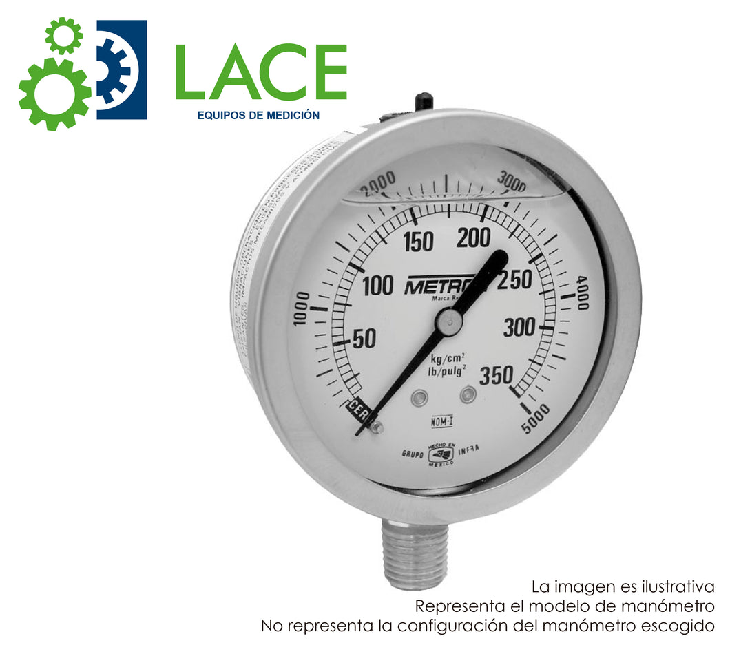 Manómetro Metrón 63450 2 1/2” Conex. inf. acero inox. ¼