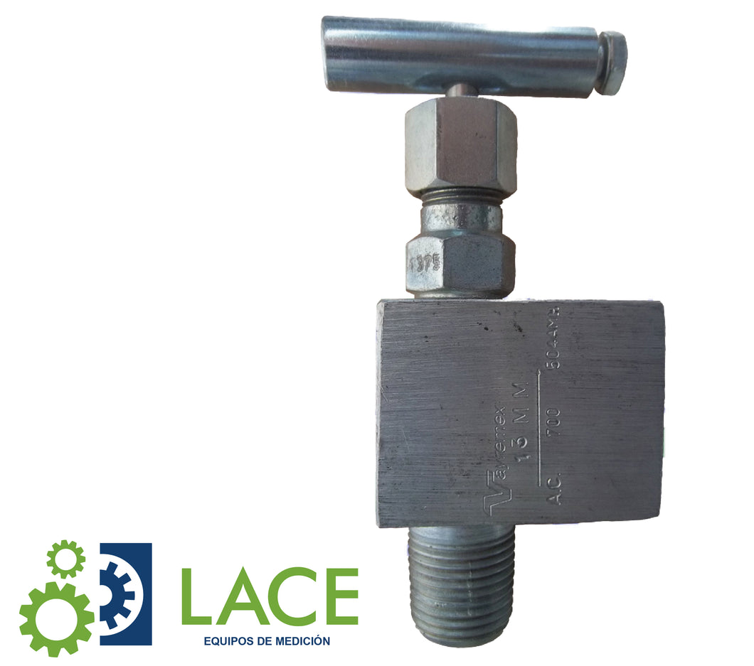 Válvula de aguja alta presión 2,500 PSI Macho-Hembra Angular Vayremex AP-AMH Latón