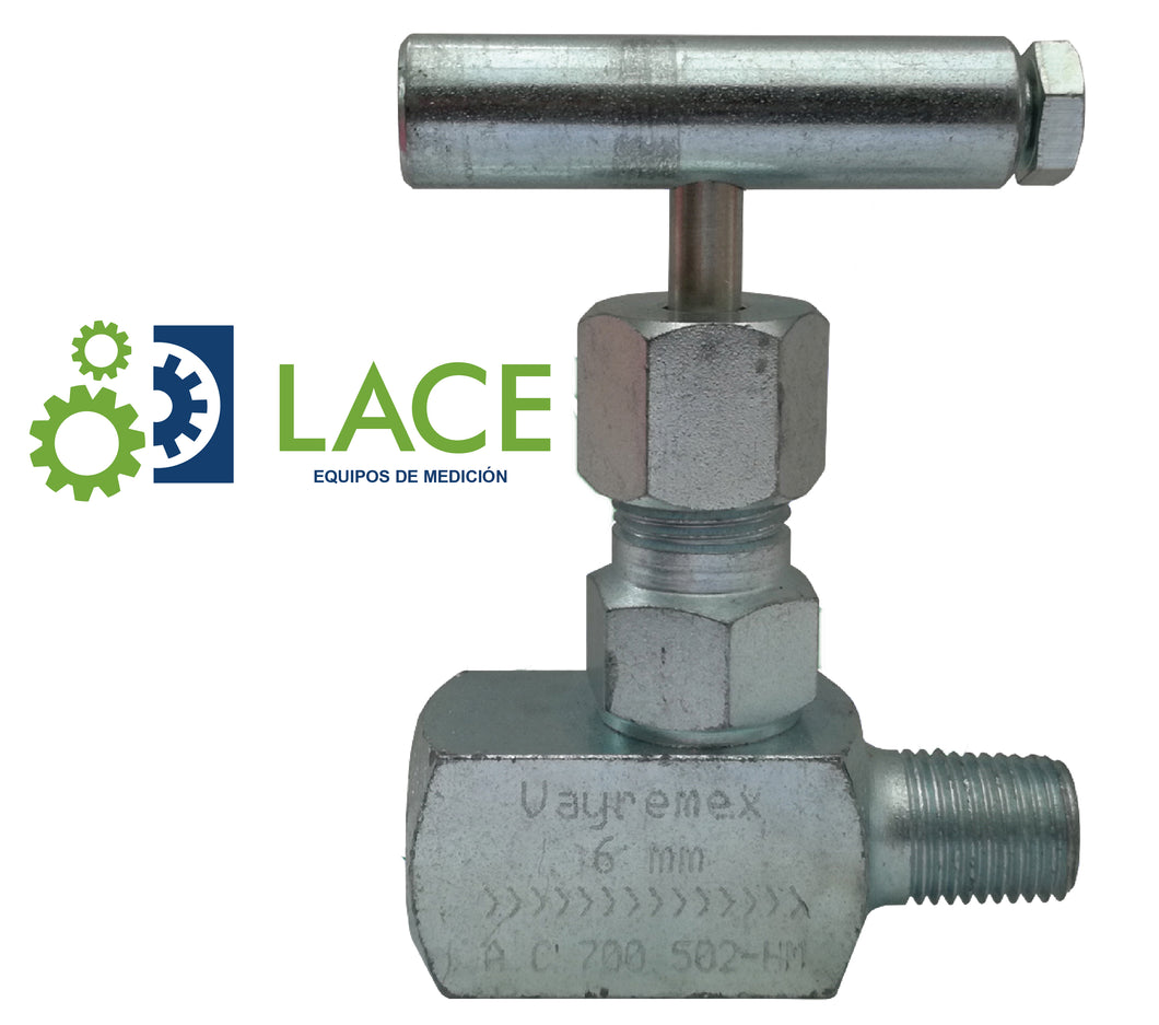 Válvula de aguja alta presión 2,500 PSI Macho-Hembra Recta Vayremex AP-HM Latón
