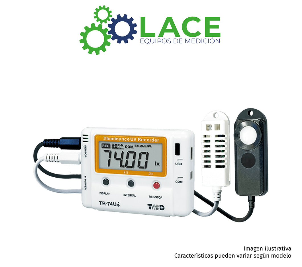 Data Logger Temperatura, Humedad e Iluminancia TandD TR-74Ui 0~55 °C; 10~95 %HR; 0 lx~130 klx
