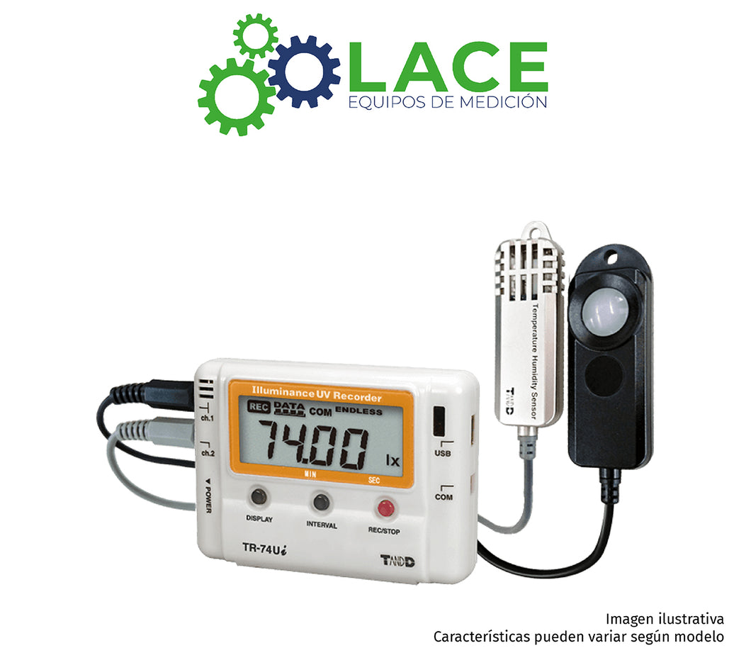 Data Logger (Alta Precisión) Temperatura, Humedad e Iluminancia TandD TR-74UiS -25~70 °C; 0~99 %HR; 0 lx~130 klx