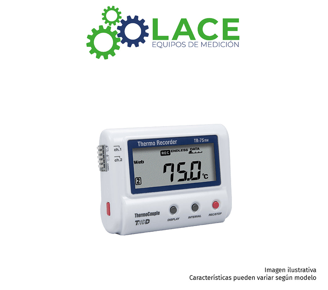 Data Logger Temperatura Termocupla (No Incluido) LAN TandD TR-75nw -199~1760 °C