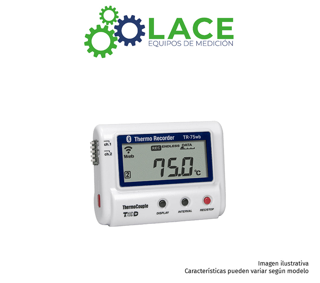 Data Logger Temperatura Termocupla (No Incluido) WiFi TandD TR-75-wb -199~1760 °C